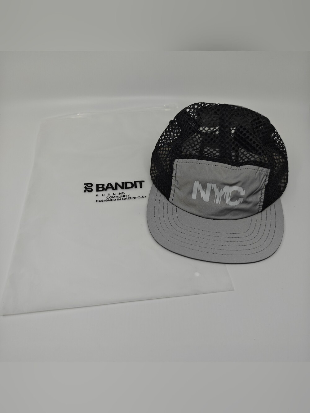 OS Bandit Running RUN CITY NYC Marathon Open Mesh Hat - Gray Reflective